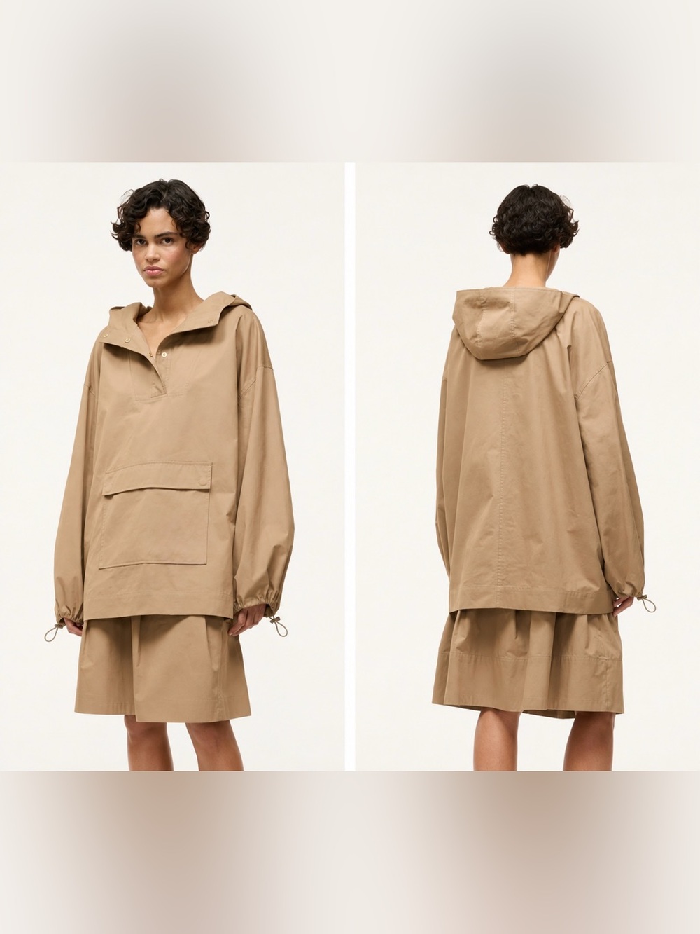 NWOT STAUD Lightweight Hooded Anorak Jacket in Desert - Size Small